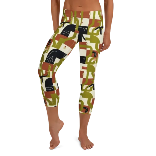 Olive Noir Circuit on a Capri Leggings