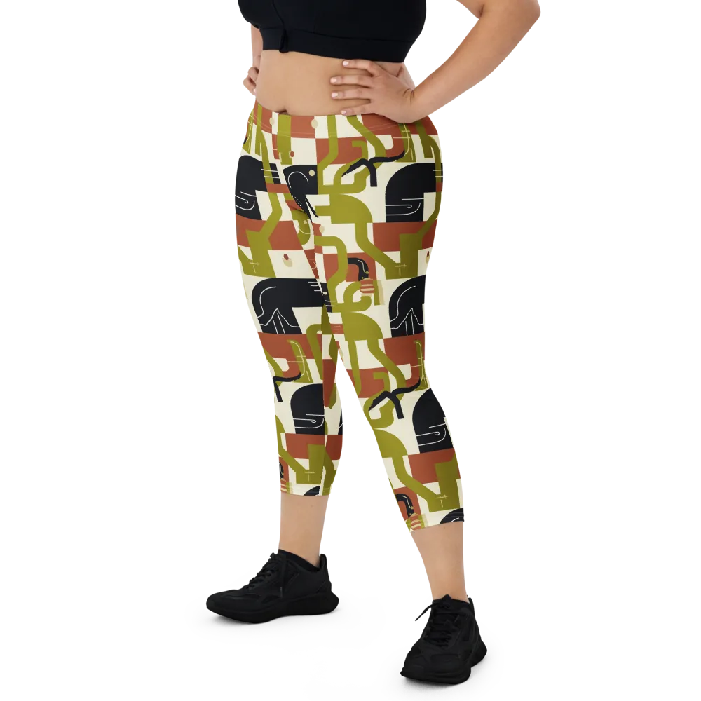 Olive Noir Circuit on Capri Leggings — Front