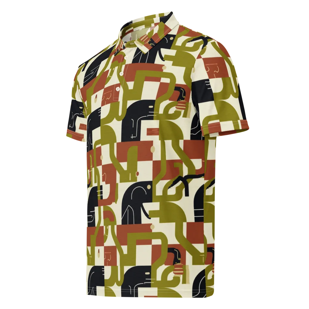 Olive Noir Circuit on Men's Slim Fit Polo Shirt — Left Front