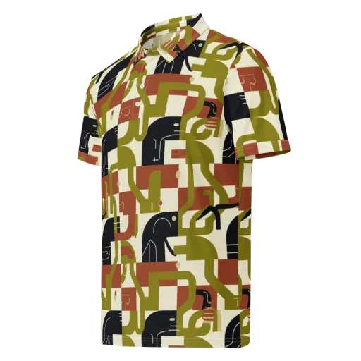 Olive Noir Circuit on a Men's Slim Fit Polo Shirt