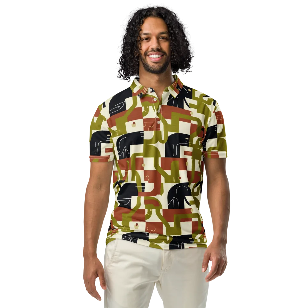 Olive Noir Circuit on Men's Slim Fit Polo Shirt — Front