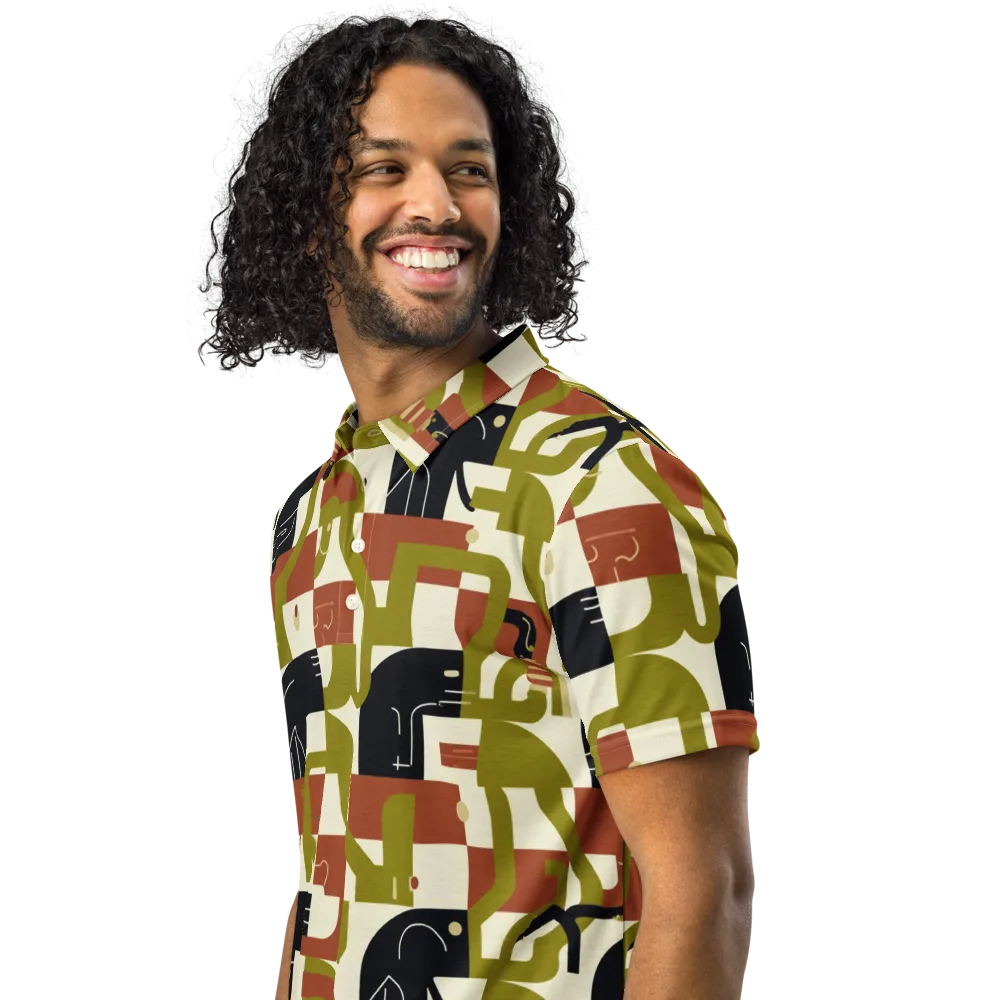 Olive Noir Circuit on Men's Slim Fit Polo Shirt — Left Front