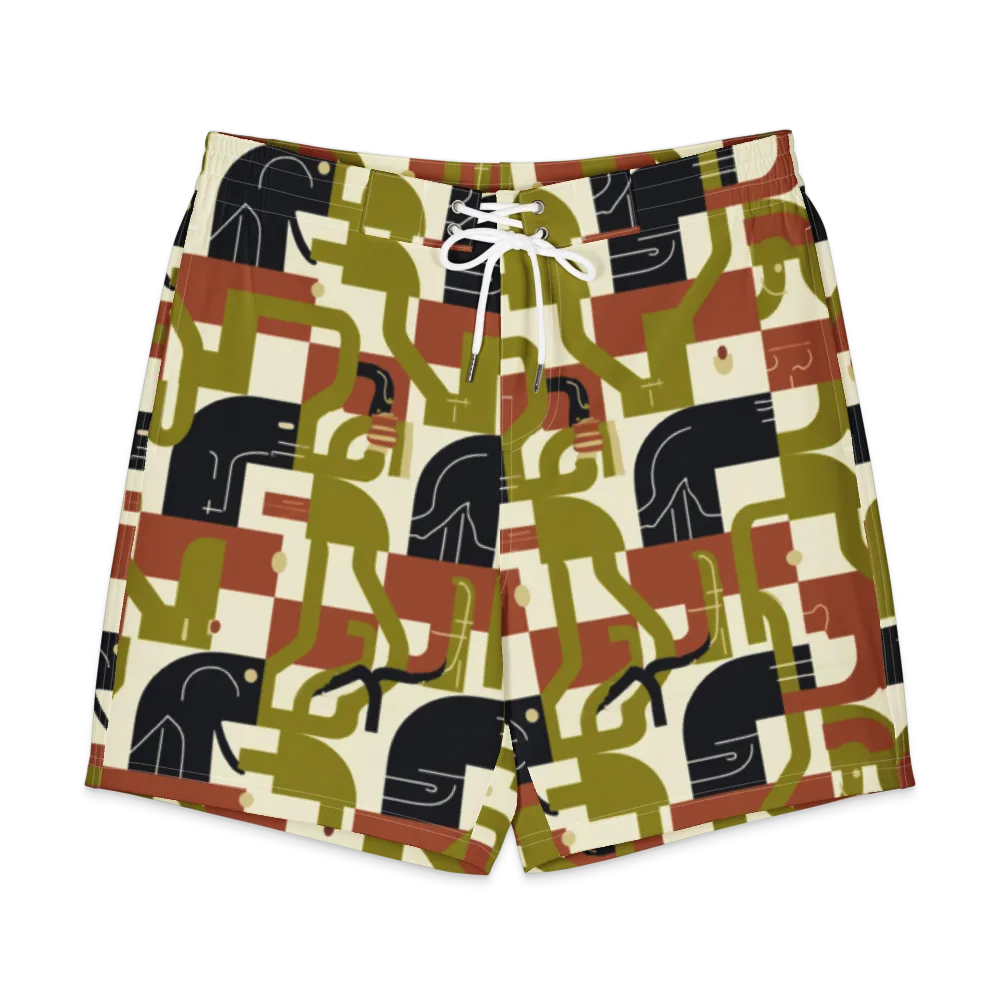 Olive Noir Circuit on Men's Board Shorts — Front