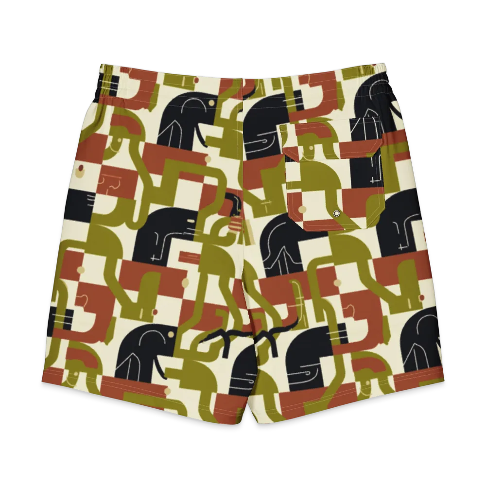 Olive Noir Circuit on Men's Board Shorts — Back