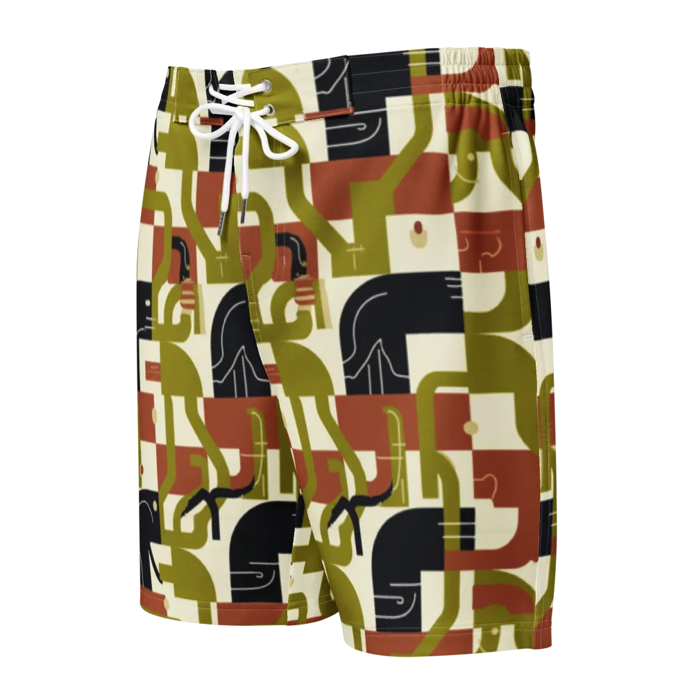 Olive Noir Circuit on Men's Board Shorts — Front