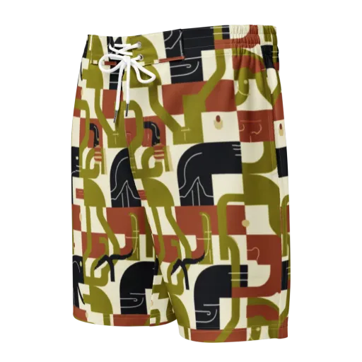 Olive Noir Circuit on a Men's Board Shorts