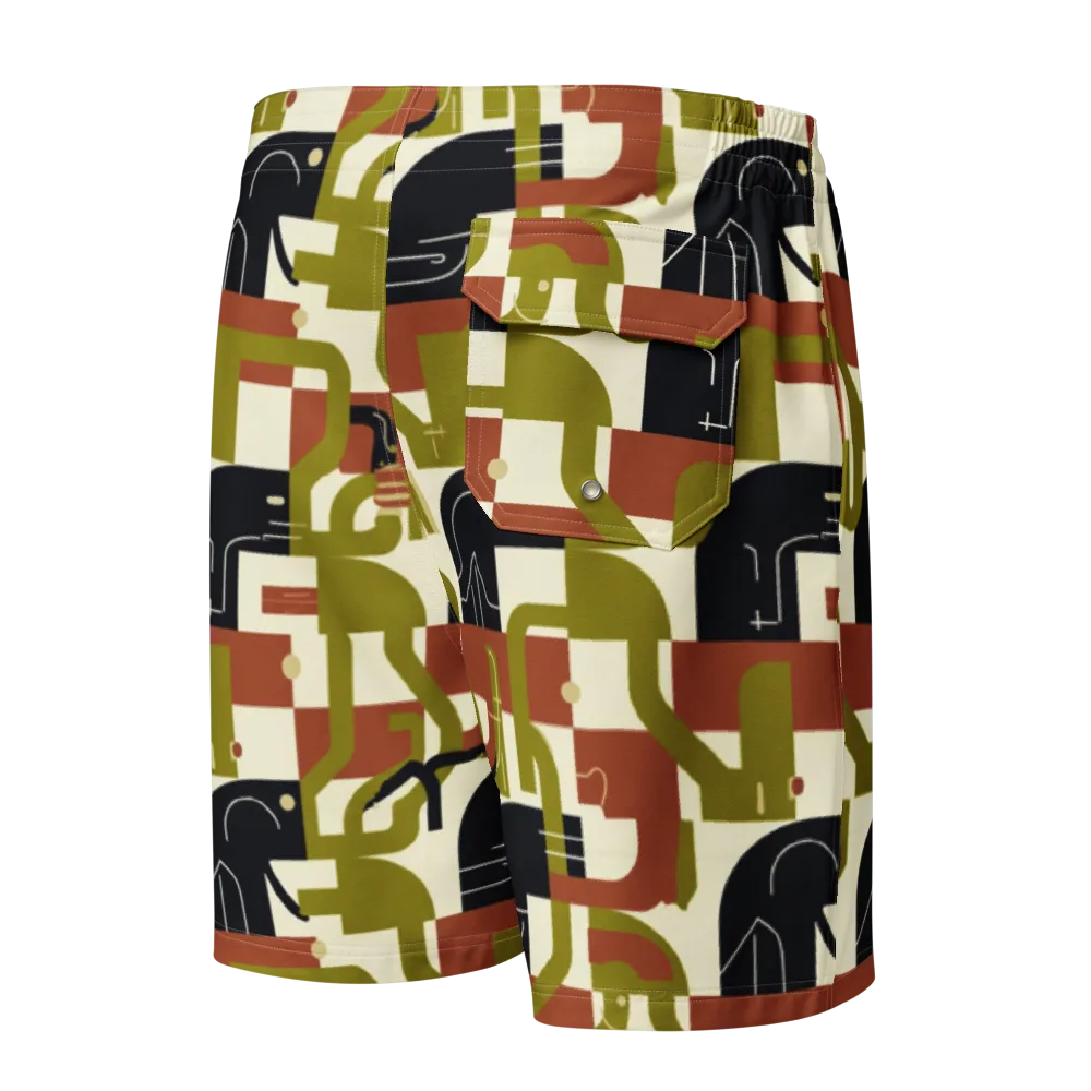Olive Noir Circuit on Men's Board Shorts — Back