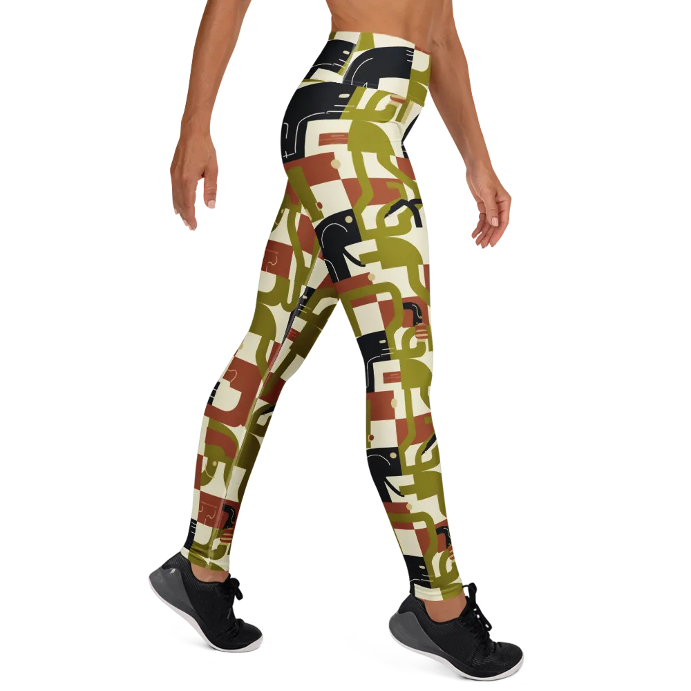 Olive Noir Circuit on Yoga Leggings — Right