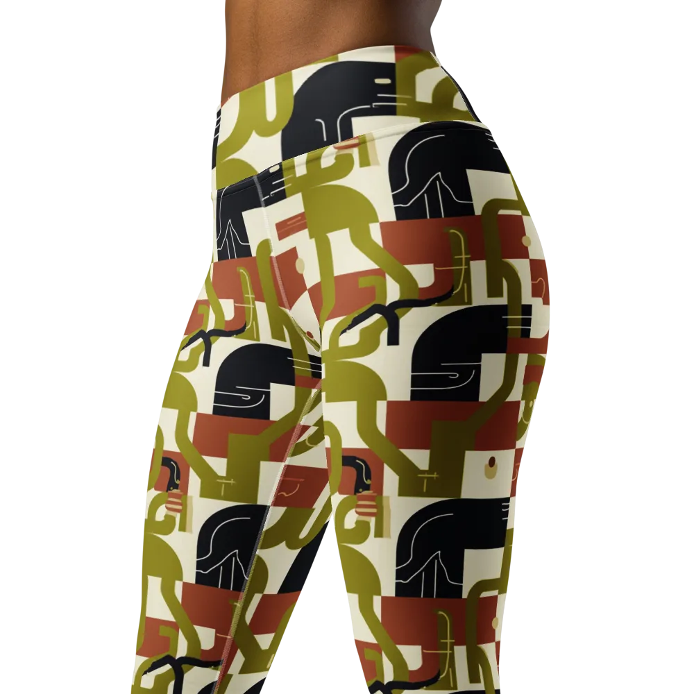 Olive Noir Circuit on Yoga Leggings — Left Front