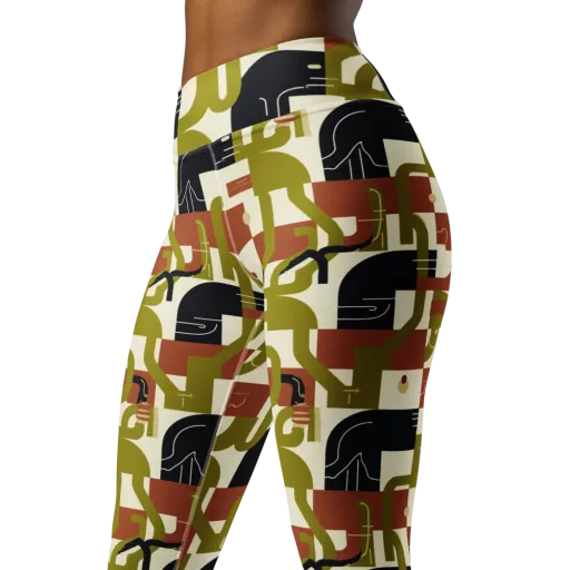 Olive Noir Circuit on a Yoga Leggings