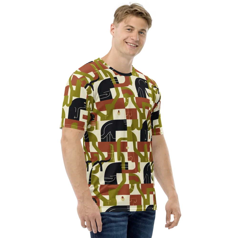 Olive Noir Circuit on Men's Crew Neck T-Shirt — Right