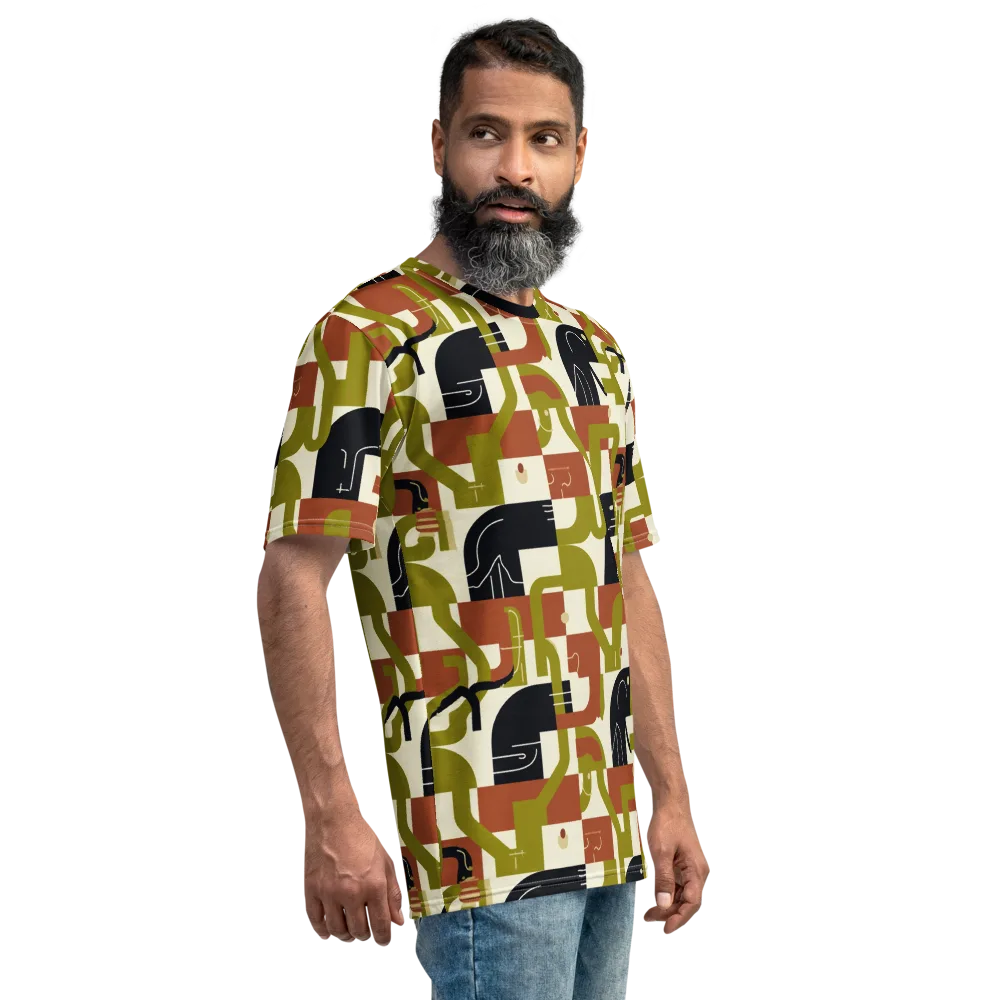 Olive Noir Circuit on Men's Crew Neck T-Shirt — Right