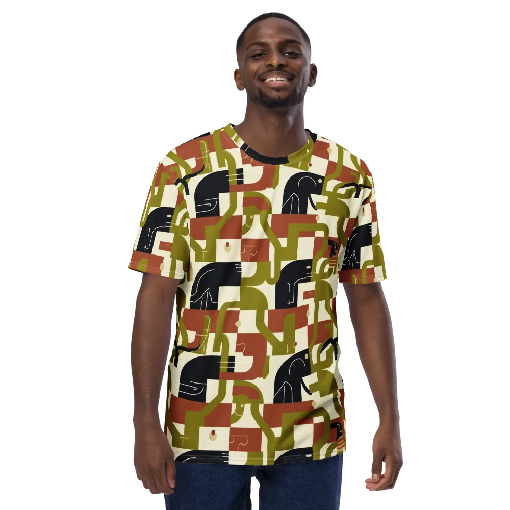Olive Noir Circuit on Men's Crew Neck T-Shirt — Front