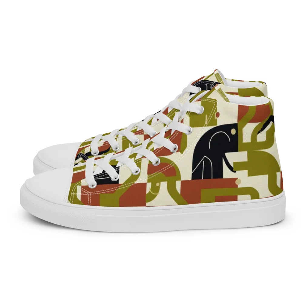 Olive Noir Circuit on Men's High Top Canvas Shoes — Left