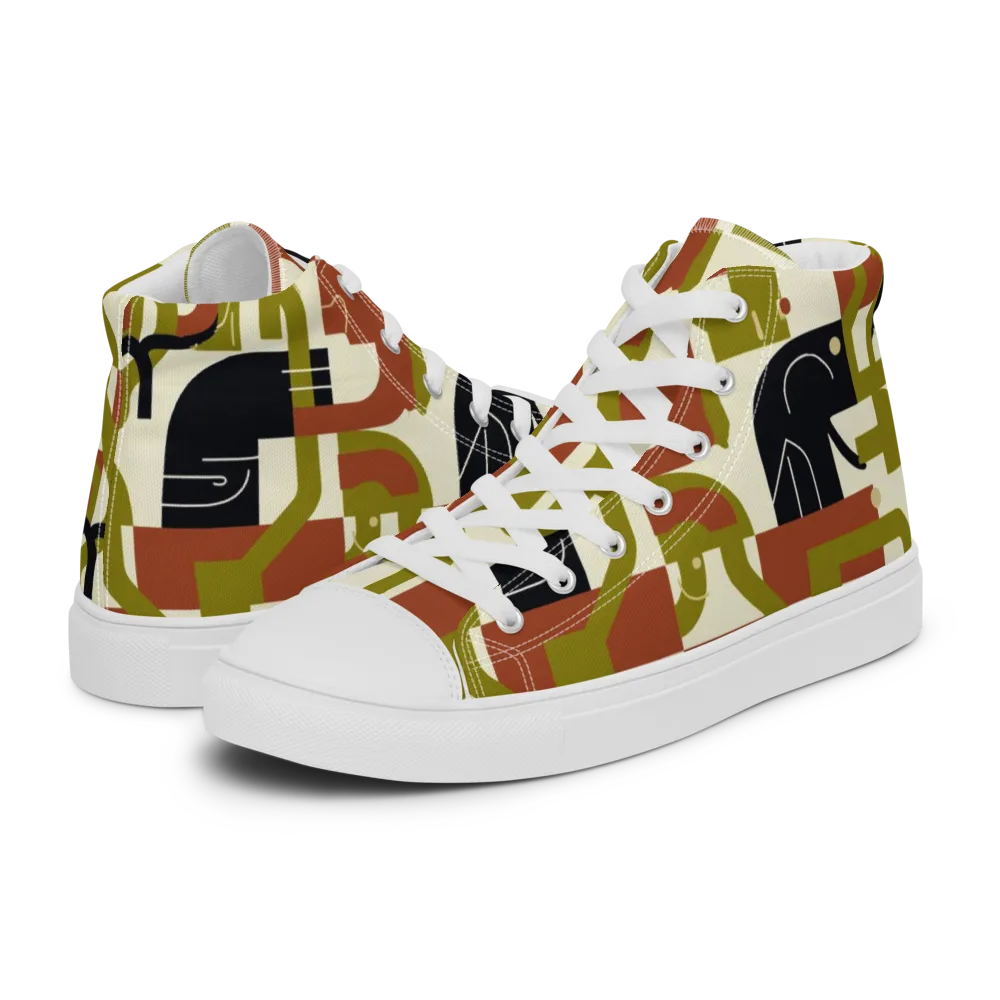 Olive Noir Circuit on Men's High Top Canvas Shoes — Left