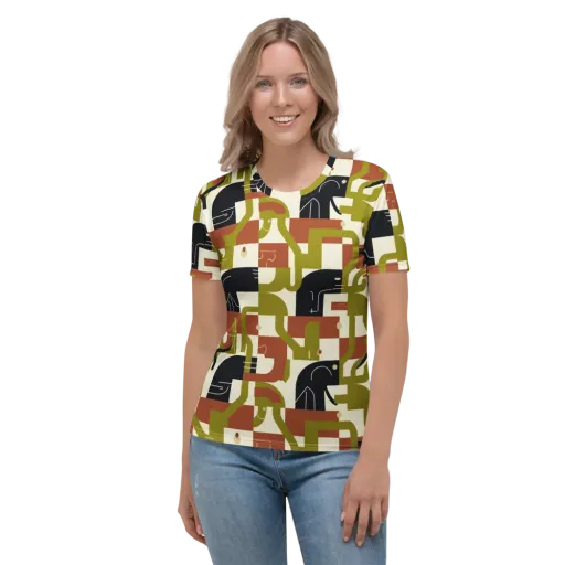 Olive Noir Circuit on a Women's Crew Neck T-Shirt