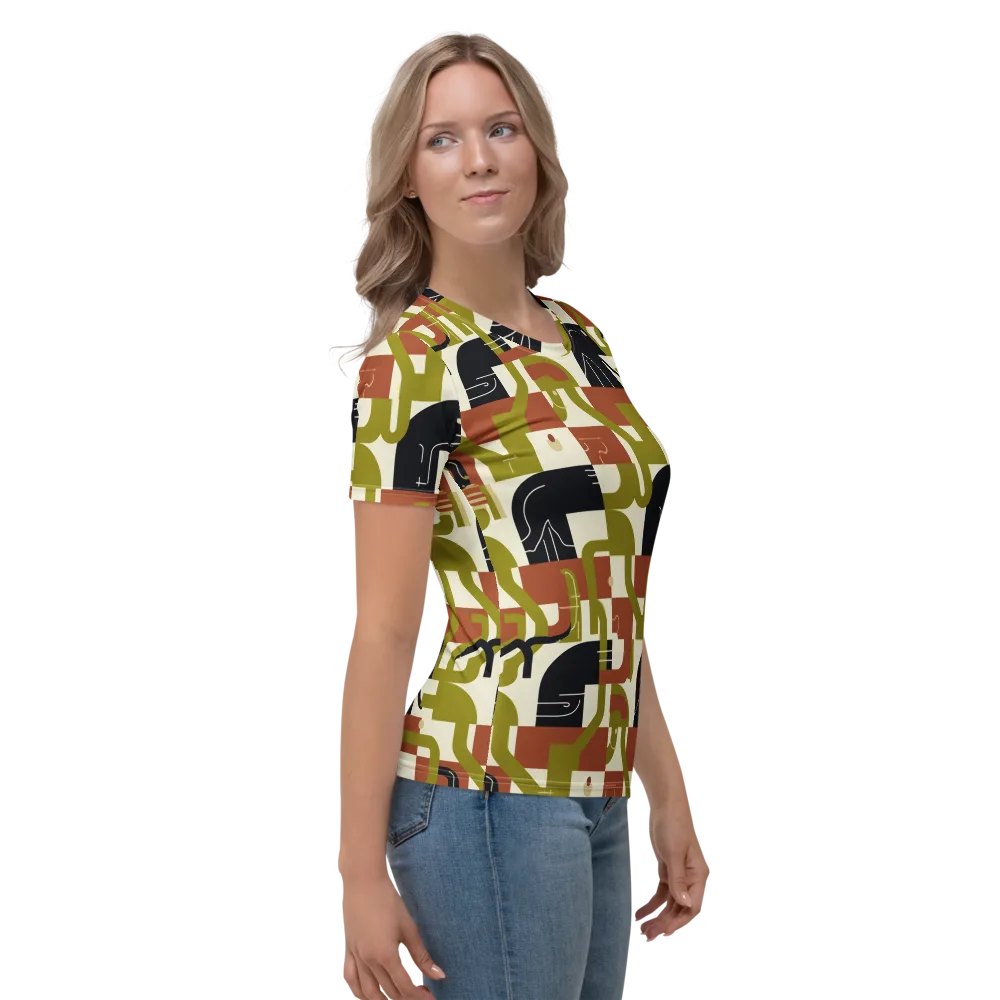 Olive Noir Circuit on Women's Crew Neck T-Shirt — Right