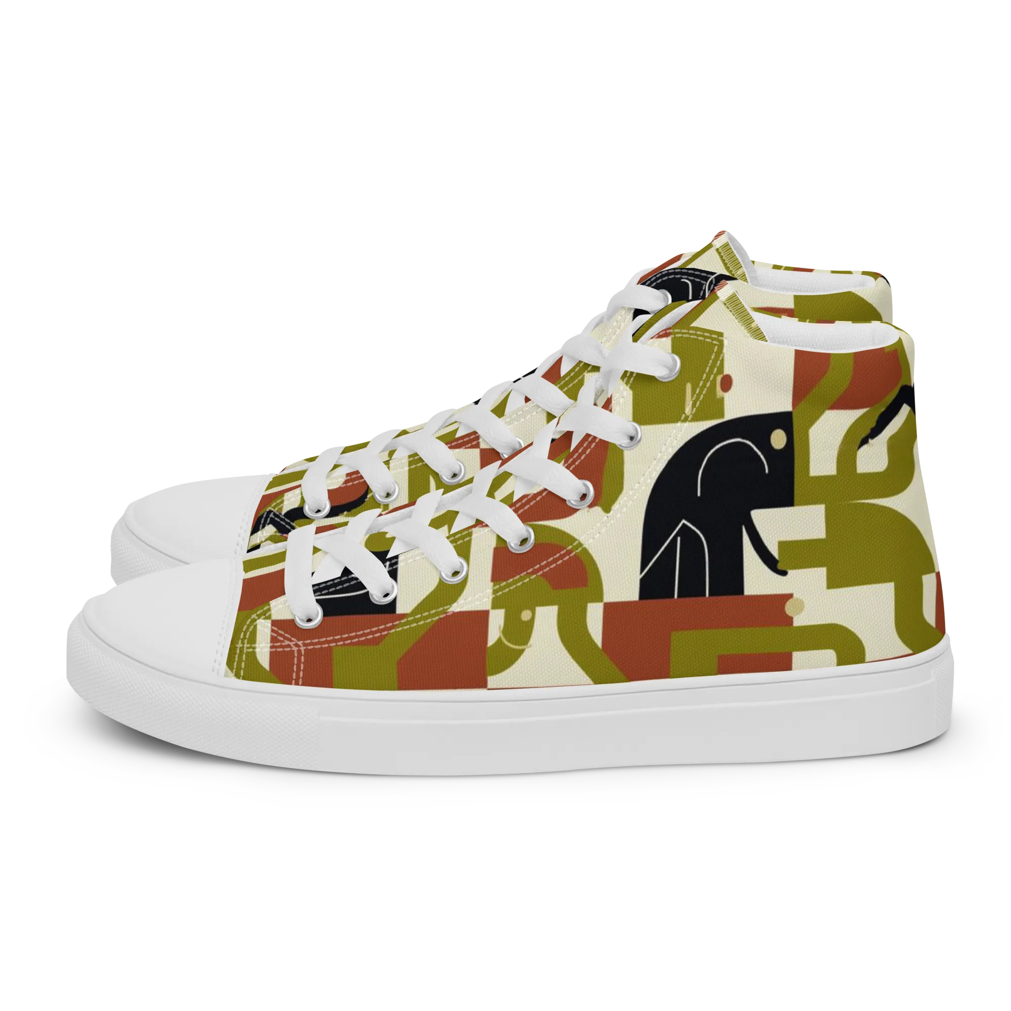 Olive Noir Circuit on Women's High Top Canvas Shoes — Left