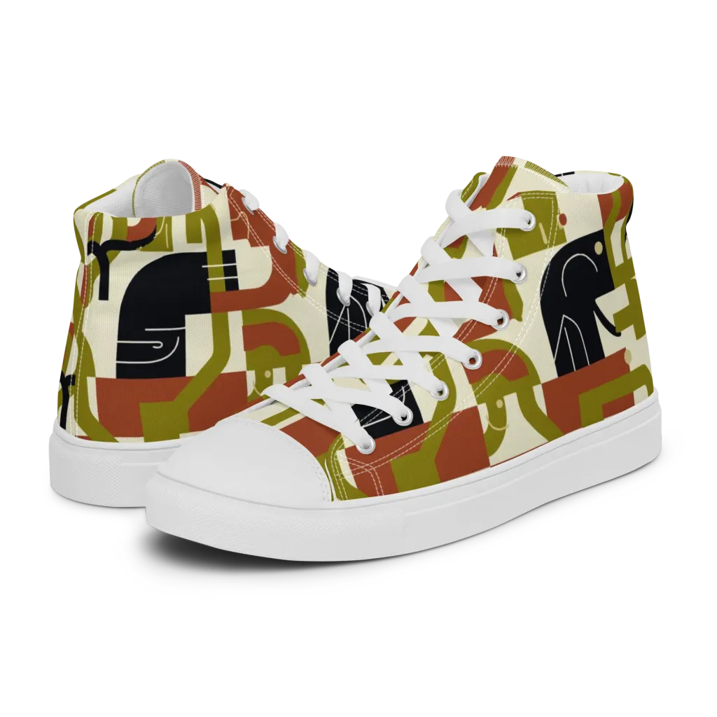 Olive Noir Circuit on Women's High Top Canvas Shoes — Left
