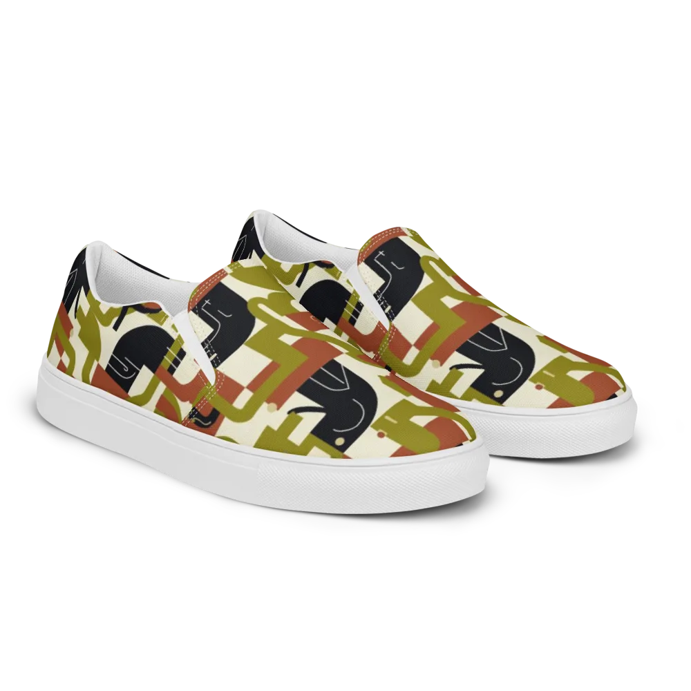 Olive Noir Circuit on Men's Slip-On Canvas Shoes — Right Front
