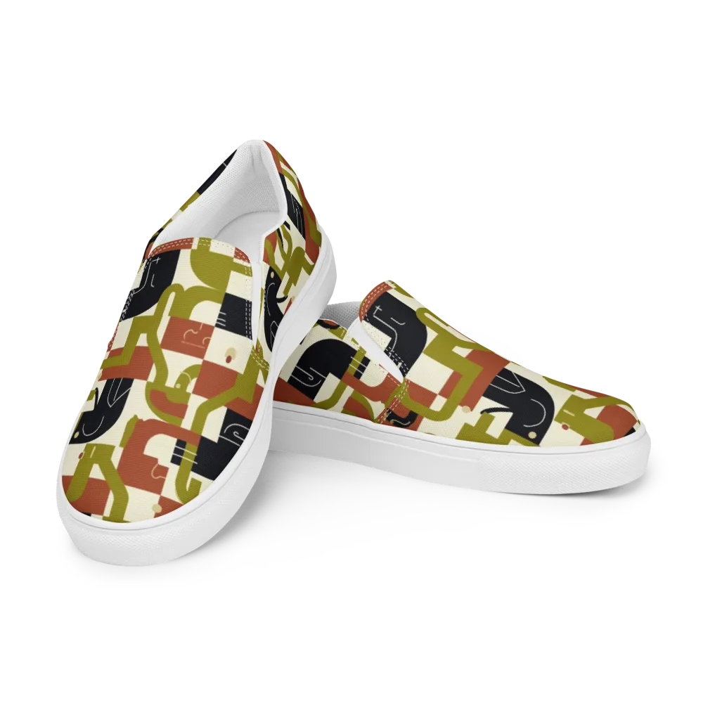 Olive Noir Circuit on Men's Slip-On Canvas Shoes — Left Front