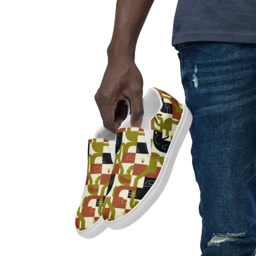 Olive Noir Circuit on a Men's Slip-On Canvas Shoes