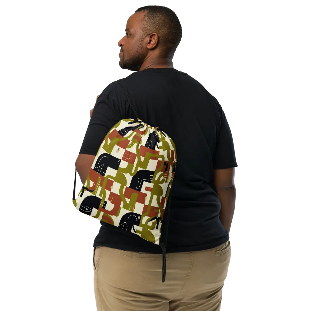 Olive Noir Circuit on Drawstring Bag — Front