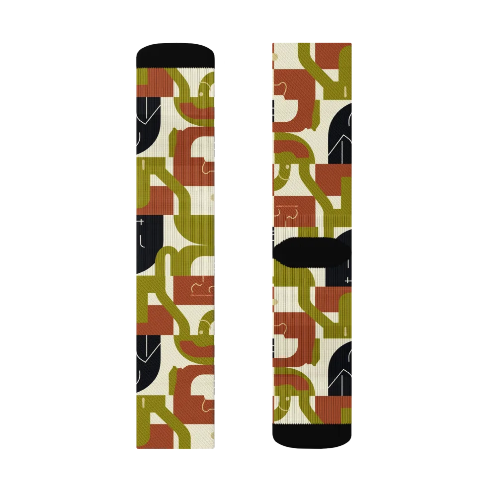 Olive Noir Circuit on Socks — Right Sock