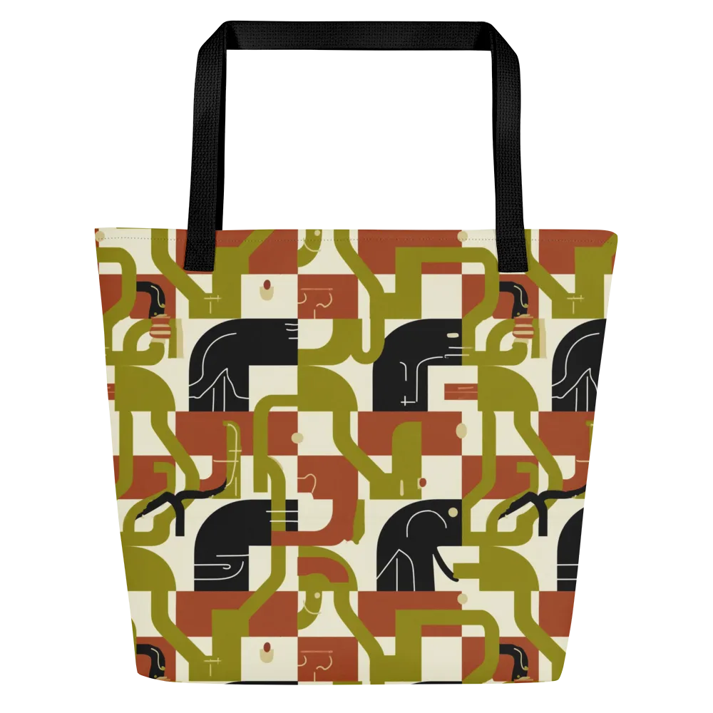 Olive Noir Circuit on Large Tote Bag W/ Pocket — Front