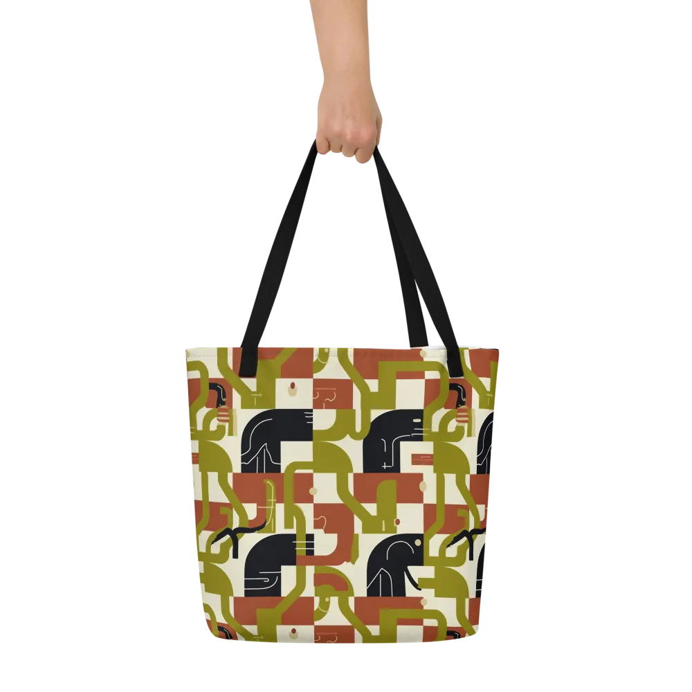 Olive Noir Circuit on Large Tote Bag W/ Pocket — Front