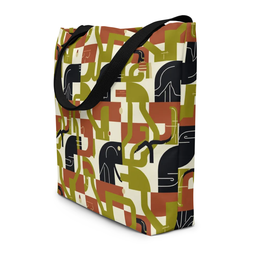 Olive Noir Circuit on Large Tote Bag W/ Pocket — Front