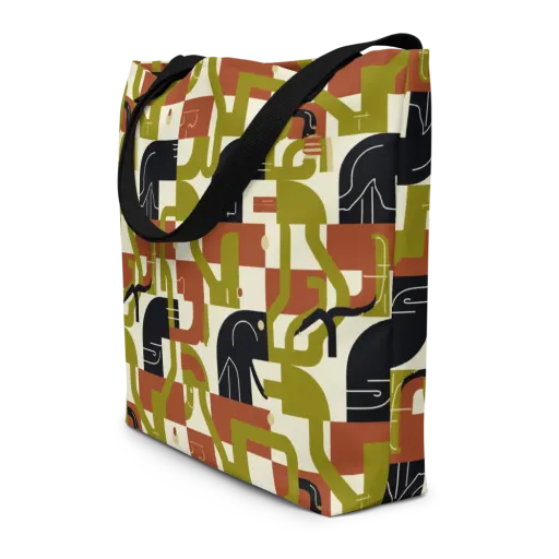 Olive Noir Circuit on a Large Tote Bag W/ Pocket