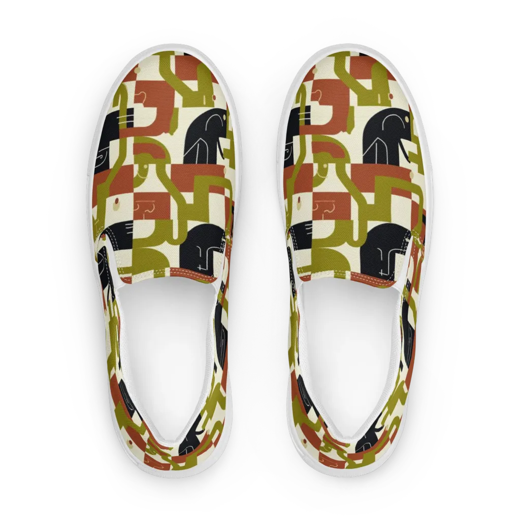 Olive Noir Circuit on Women's Slip-On Canvas Shoes — Front