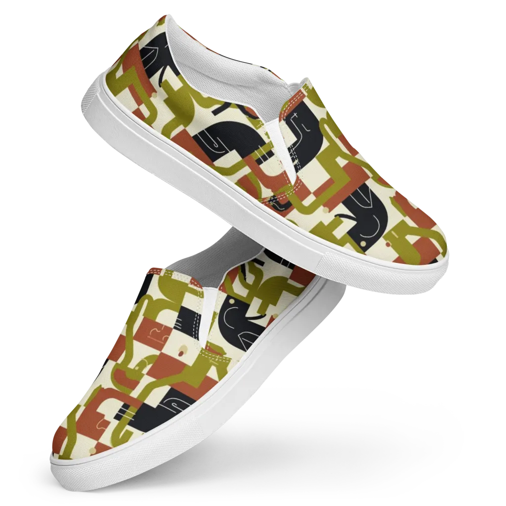 Olive Noir Circuit on Women's Slip-On Canvas Shoes — Front