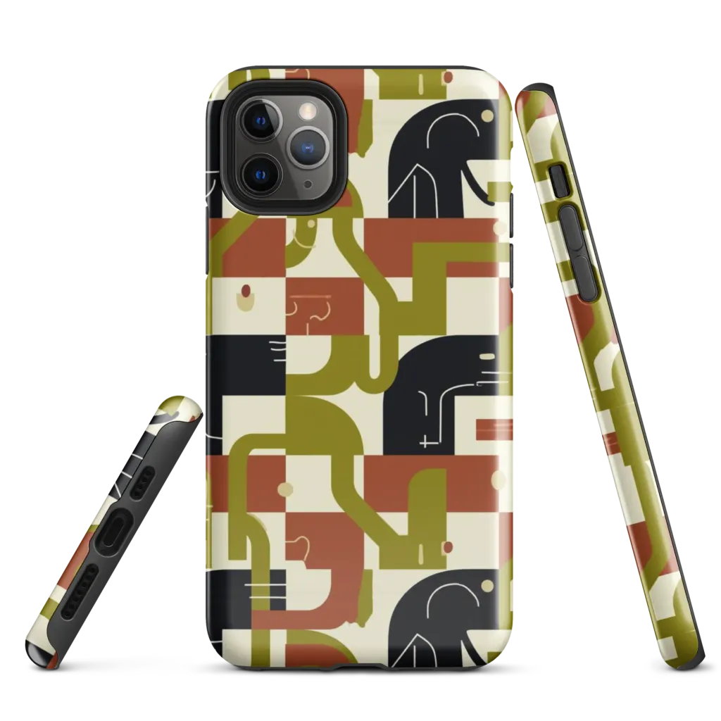 Olive Noir Circuit on Tough Case for iPhone® — Front
