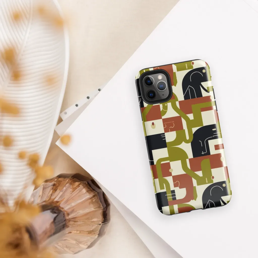 Olive Noir Circuit on Tough Case for iPhone® — Front
