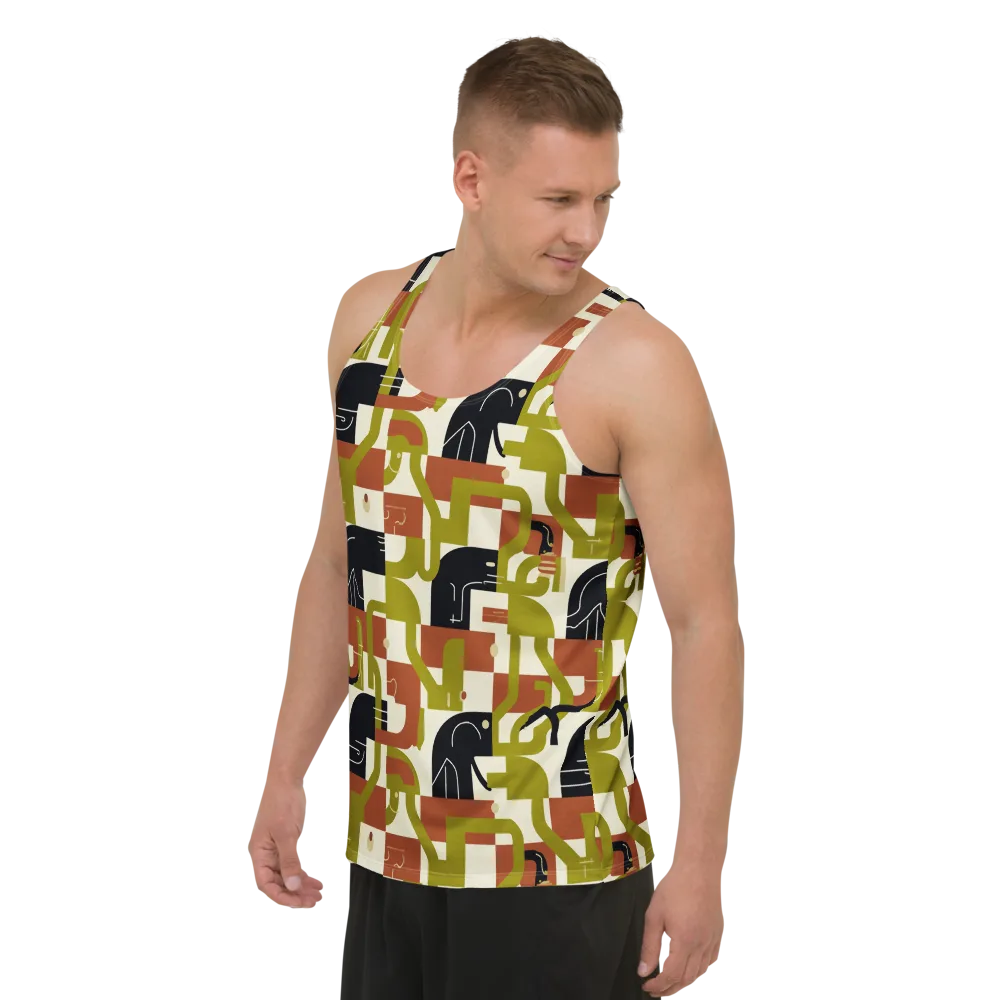Olive Noir Circuit on Men's Tank Top — Left Front