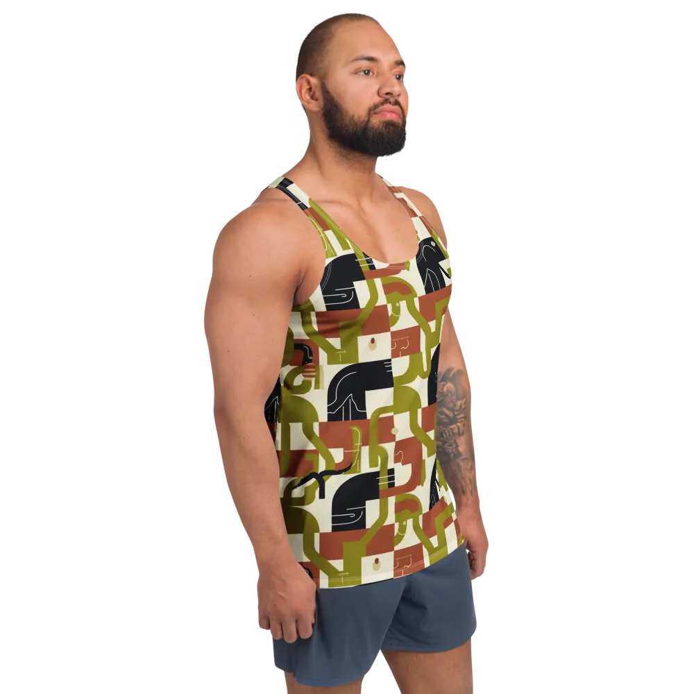 Olive Noir Circuit on Men's Tank Top — Right Front
