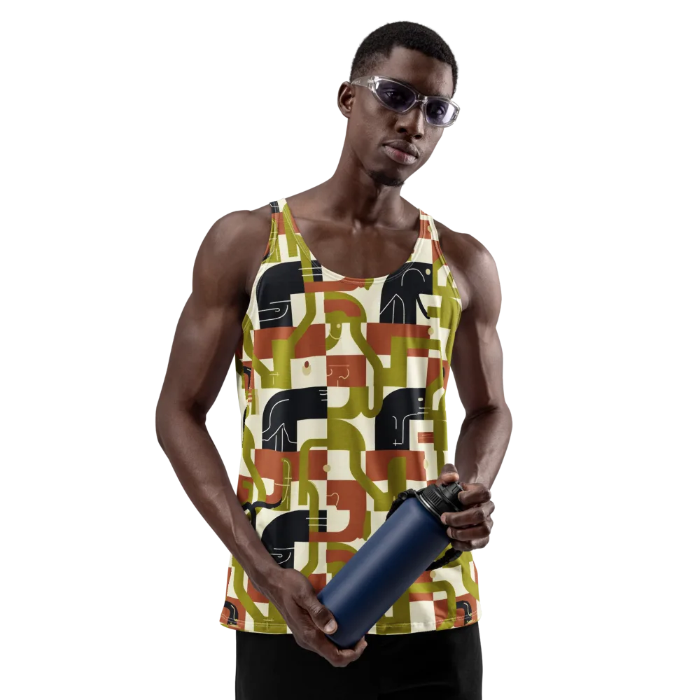 Olive Noir Circuit on Men's Tank Top — Front