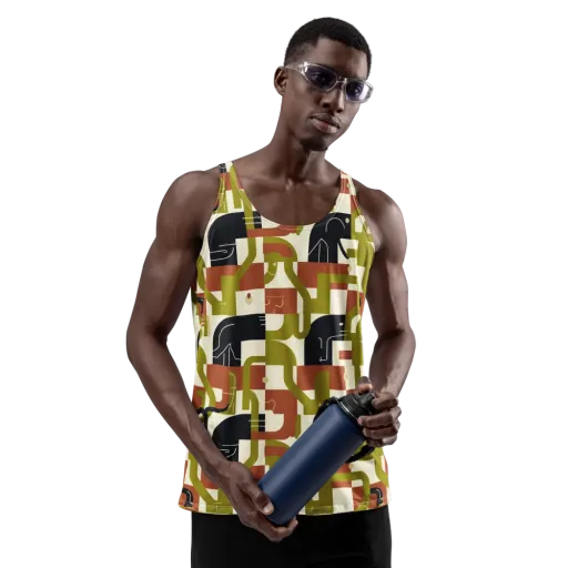Olive Noir Circuit on a Men's Tank Top