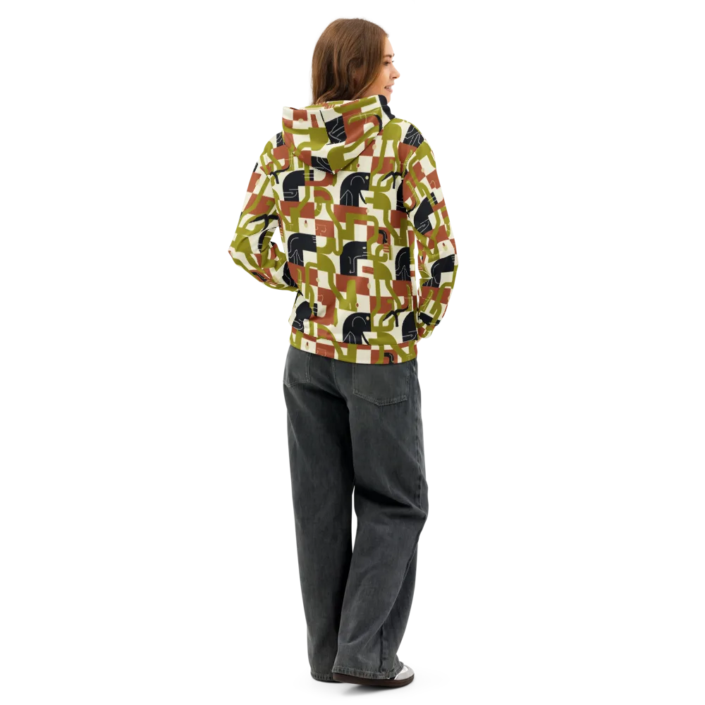 Olive Noir Circuit on Cotton Hoodie — Back