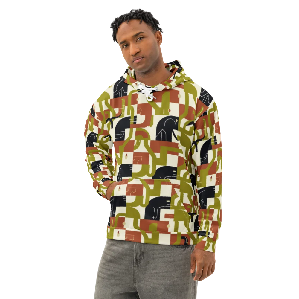 Olive Noir Circuit on Cotton Hoodie — Left Front