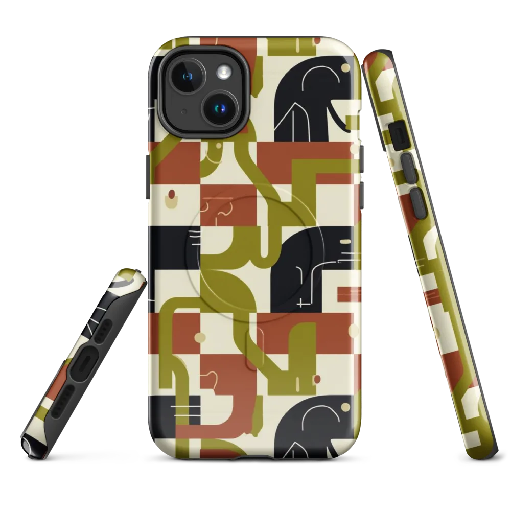 Olive Noir Circuit on MagSafe Tough Case for iPhone® — Front