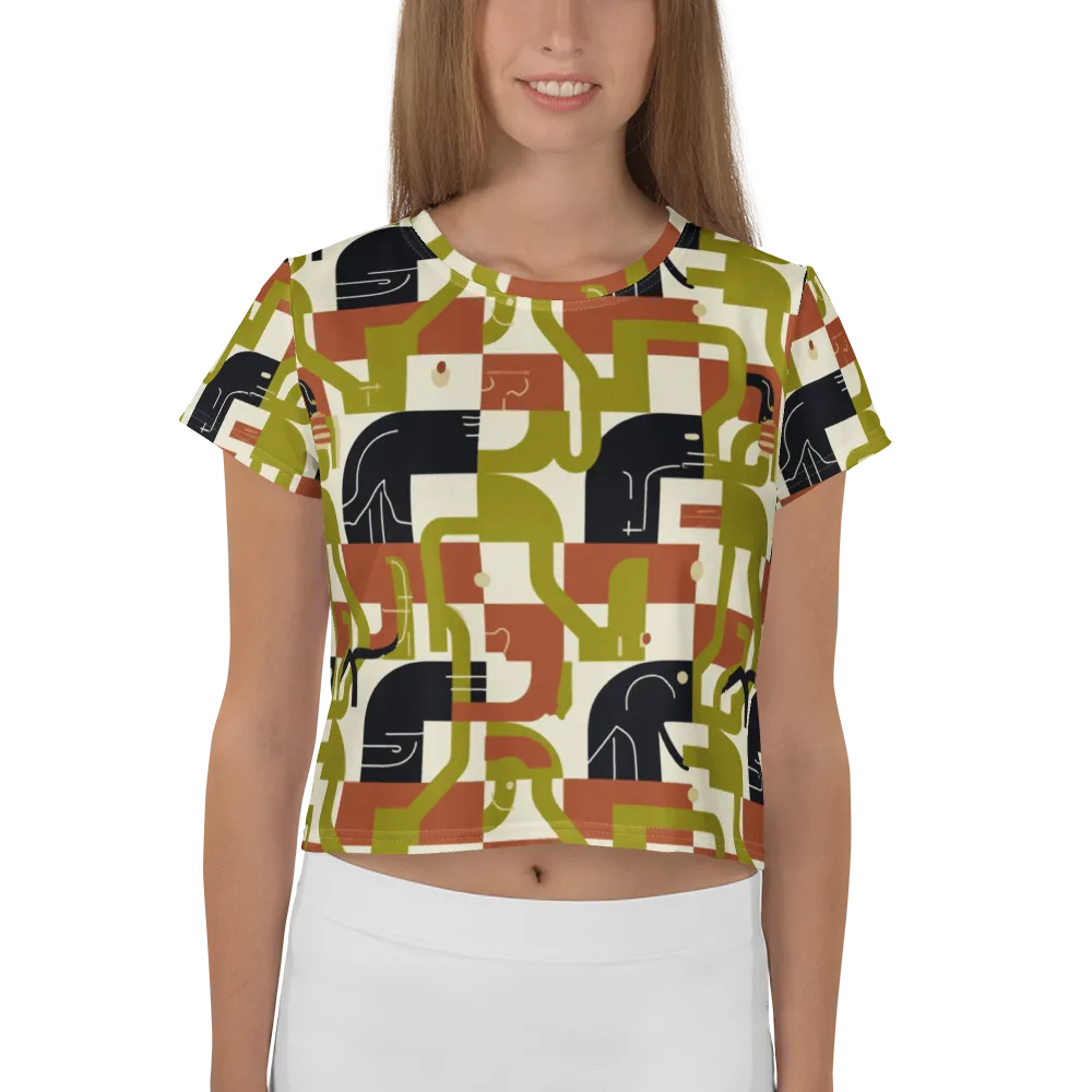 Olive Noir Circuit on Crop Tee — Front
