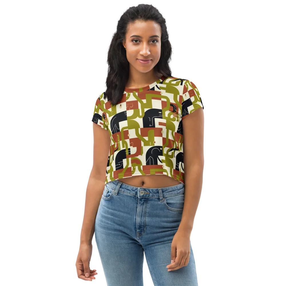 Olive Noir Circuit on Crop Tee — Front