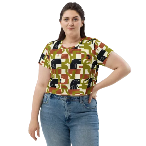 Olive Noir Circuit on a Crop Tee