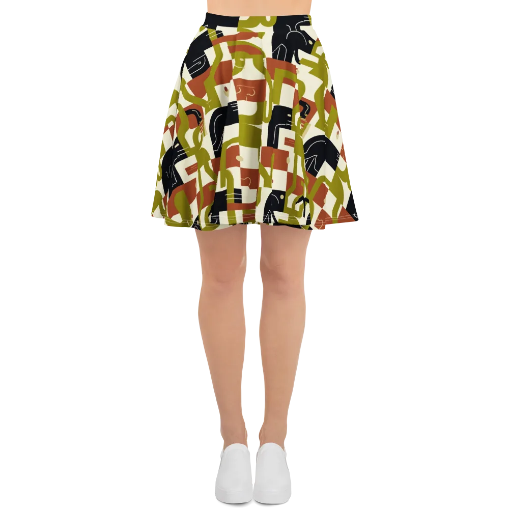 Olive Noir Circuit on Skater Skirt — Front
