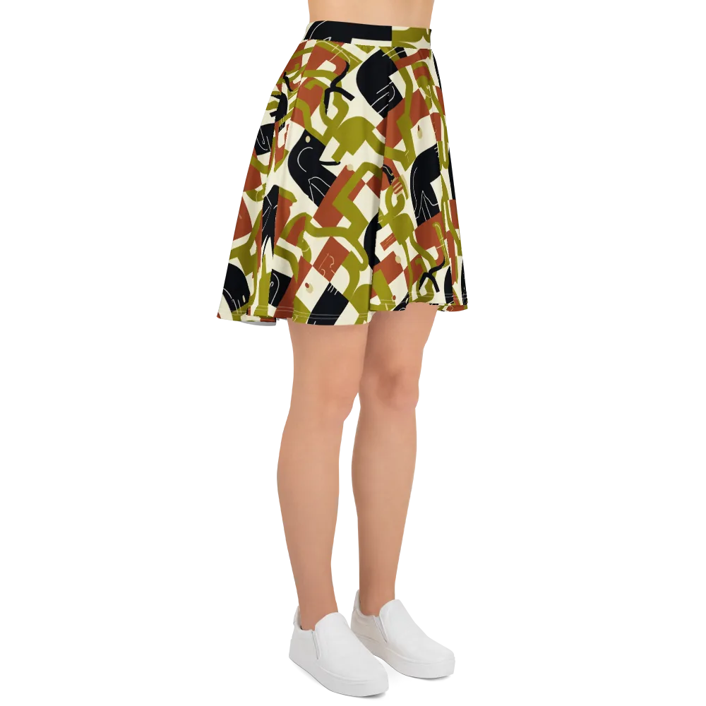 Olive Noir Circuit on Skater Skirt — Right