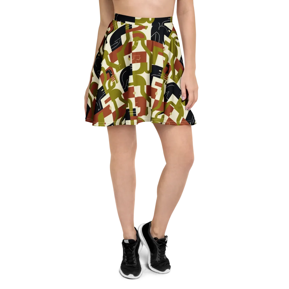 Olive Noir Circuit on Skater Skirt — Front