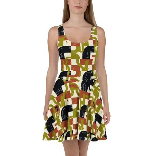 Olive Noir Circuit on a Skater Dress